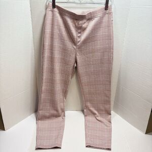 Halara Pink Plaid Work Pants Women L Large Regular High Waisted Stretch Pull On